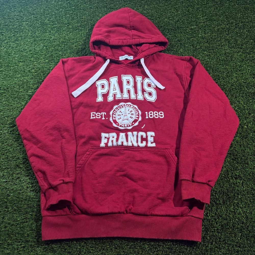 Air de Paris Collection Red Graphic Hoodie Paris France Est 1889 Mens Medium